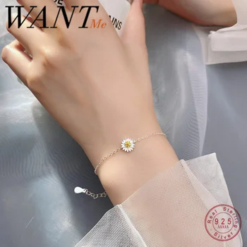 WANTME Ægte 925 Sterling Sølv Darling Daisy Chain Armbånd for Fashion Kvinder Kompatibel med Smykker Særlig Store Smykker