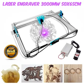 65x50cm Mini 3000mw Laser Gravør Blå CNC Laser Engraving Machine DIY Gravør Desktop Træ Router/Cutter+Laser Goggle