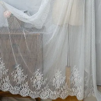 W1.4-1.5 m 3yard/pack Top kvalitet lodrette bar 2side blomst eyelash lace stof sjal kjole syning bryllup tilbehør X331
