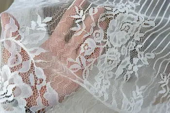 W1.4-1.5 m 3yard/pack Top kvalitet lodrette bar 2side blomst eyelash lace stof sjal kjole syning bryllup tilbehør X331