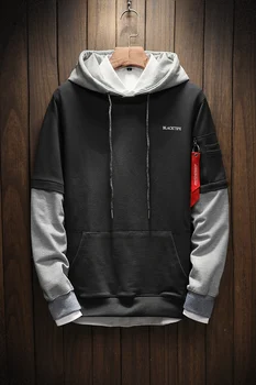 2018 mand bomuld hættetrøjer plus size patchwork Sweatshirts(M-5XL)