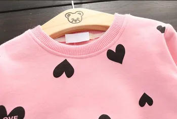 Forår Efterår Baby Piger Tøj Sæt Dejlige Hjerte Trykt Børn Tøj Med Lange Ærmer T-Shirt, Toppe + Nederdel Lenging Bukser Sæt