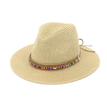 Sommeren Papir, Halm Jazz Hat til Kvinder Udendørs Dame Fladskærms Randen Fedora Panama Cap Bånd Dekoration Holiday Beach Hatte GH-630