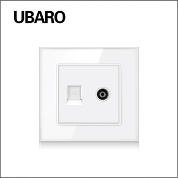 UBARO 86*86 Hvid Hærdet Krystal Glas-TV Computer, Telefon Svage Aktuelle Signal-Forbindelse Stikkontakt i Forhold Outlet-Stik 10766