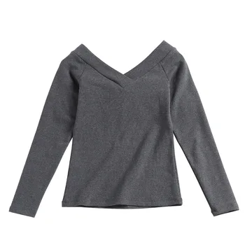 Forår og efterår nye mode slank sweater bomuld sweater kvinder 2020 grå