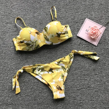 Sexede Bikinier Kvinder Badetøj Push Up Badedragt Blomster Print Bikini Sæt Brasilianske Biquini badetøj Badetøj Svømning Passer til XL