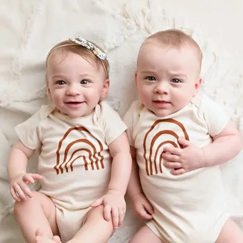 Babyinstar Baby Tøj, Mode Regnbue Trykt Sparkedragt til Baby Sommer Bære Baby Piger Tøj Baby Dreng Kort Ærme Tøj