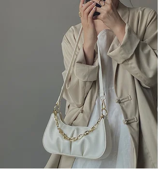 Fashion kvinder messenger taske baguette kvindelige lille pose pu læder enkelt skulder lille søde taske koi812