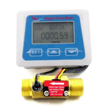 Digital LCD display Vand flow sensor meter flowmeter totameter Temperatur rekord Med G1/2 flow sensor