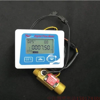 Digital LCD display Vand flow sensor meter flowmeter totameter Temperatur rekord Med G1/2 flow sensor
