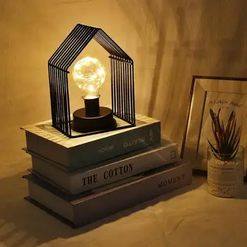 VKTECH 3D-Lampe Retro House Form LED Pære Nat Lampe kobbertråd Bryllup Home Party Indretning Til Soveværelse Dekoration Fødselsdag Gaver