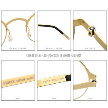 FONEX Legering Recept Briller til Mænd Vintage Runde koreanske Skrueløs Brillerne Optisk Brand Designer Briller Ramme Kvinder 98626