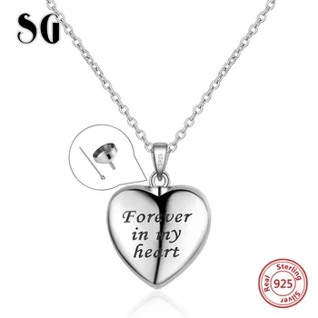 Urn-Halskæde 925 Sterling Sølv for Evigt i Mit Hjerte Vedhæng Ligbrænding Hjerte Kæde til Kvinder Memorial Smykker