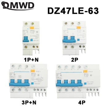 DPNL DZ47LE-63 1P+N, 2P 3P+N 4P 20A 230V 50HZ 60HZ fejlstrømsrelæ Med Over Nuværende Og Lækage Beskyttelse RCBO