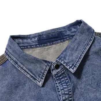 NEGIZBER 2021 spring Jeans Skjorte Mænd Casual Camouflage Patchwork langærmet Shirts til Mænd Top Kvalitet Herre Denim Skjorter Streetwear