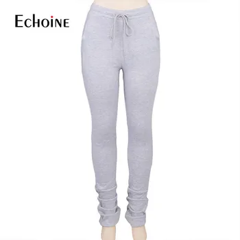 Echoine Kvinder Efterår Og Vinter Solid Bandage Stablet Leggings Sweatpants Tøj Fashion Girl Casual Pants Party Sport Streetwear