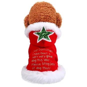 Jul Hund Coat Jakke Pels Krave Hunde Tøj Til Små Og Mellemstore Hunde Tøj Varm Hvalp Tøj Vinter Pet Kostume Ropa Perro
