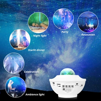SAMTIAN bluetooth højttaler stjernehimmel projektor 2 i 1 musikafspiller LED nat lys julegave til familie og venner