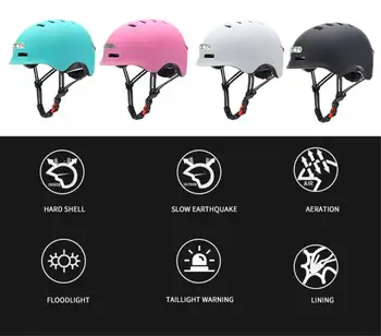 Smart Cykelhjelm Med 3 Slags Advarsel Lys, Smart Og Sikker Skinnende Hjelm, Komfortable Og Let Cykel Udstyr