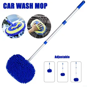 2 i 1 Microfiber Chenille bilvask Mop Mitt, bilvask Støv Børste Forlængelse Pole Bunden Gratis Værktøj til Rengøring af Bil Lastbil