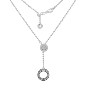 925 Sterling Sølv Mousserende Signatur Bane Circle Halskæde til Kvinder Sølv S925 Smykke Collier Halskæder & Vedhæng