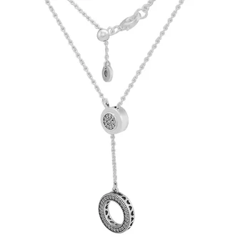 925 Sterling Sølv Mousserende Signatur Bane Circle Halskæde til Kvinder Sølv S925 Smykke Collier Halskæder & Vedhæng