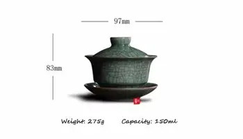 [STORHED] Longquan Celadon Porcelæn Gaiwan Kina Tekopper Crackle Glasur Tekande Drinkware 150ml