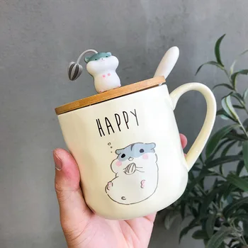 400ML koreanske Kreative Enkelt Hamster Krus Tegnefilm Sød Kande med Låg Personlighed Par Vand Cup Hjem Morgenmad Cup