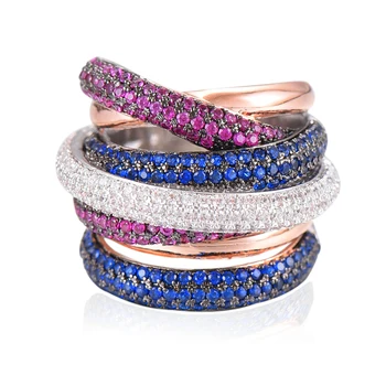 LARRAURI Luksus Twist Linjer Geometri Cubic Ringe Monaco Designer Engagement Dubai Naija Brude Finger Ringe, Smykker Afhængighed 11090