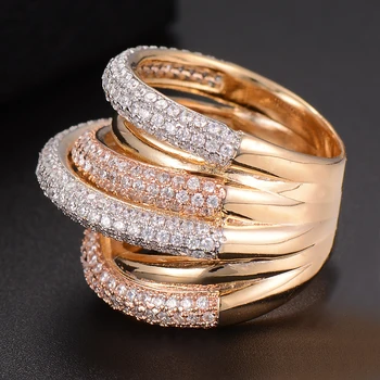 LARRAURI Luksus Twist Linjer Geometri Cubic Ringe Monaco Designer Engagement Dubai Naija Brude Finger Ringe, Smykker Afhængighed