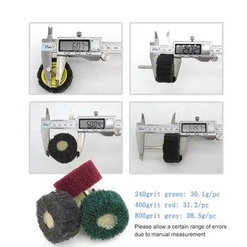 2 Tommer skuresvampe - 50mm Hook&Loop Industrielle Heavy Duty 240#/400#/800# Nylon Hjul, Polering Pad 3stk