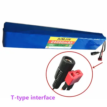 T-type Interface 36V Batteri 10S4P 24Ah Batteri 1000W High Power Batteri 36V24000mAh El-Cykel BMS + 42v Oplader