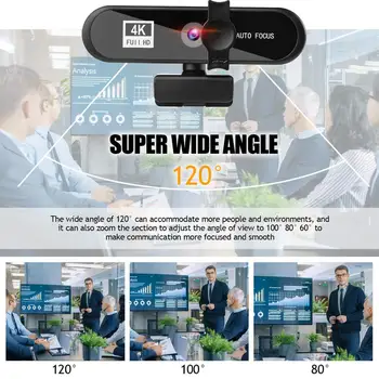 Webcam 2K 4K Full HD Web-Kamera Med Mikrofon USB Web Cam Til PC Mac Laptop YouTube-Skype-Video Mini Kamera 2K 4K