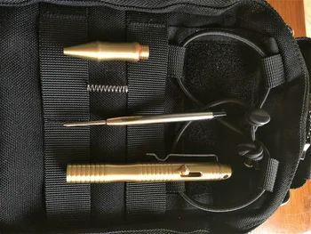 Taktisk selvforsvar Kobber Pen EDC Udendørs Værktøjer Messing Hoved Bærbar Gel Pen Tegn gaveæske Blyant Klip Survival Kit Camping