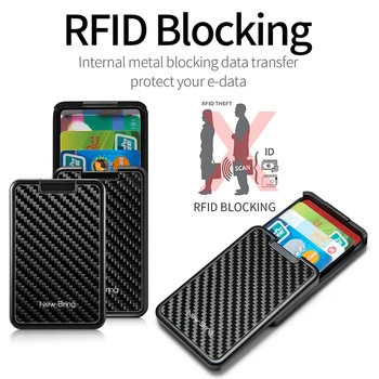 NewBring Glide Tegnebog RFID-Blokering Carbon Fiber Kredit ID-Kort Holder Til Mænd, Kvinder Mandlige Kvindelige Kortet Penge Minimalistisk Taske