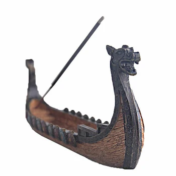 Retro Røgelse Brænder Traditionelle Vikingerne Håndskårne Dragon Boat Røgelse Pind Holder Hjem Indretning