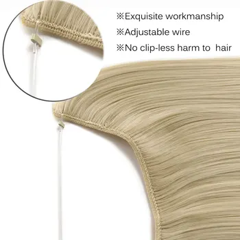 SNOILITE 20 inches Usynlig Wire Ingen Klip i Hair Extensions Hemmelige Fisk Linje Toupéer Lige ægte, naturlig Syntetisk