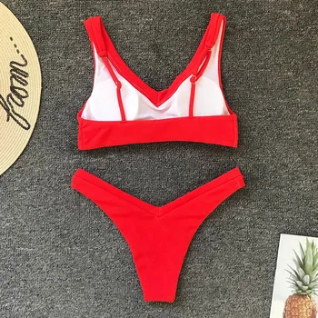 INGAGA Solid Push Up Bikini 2021 g-streng High Cut Badetøj Kvinder Top Wrap Badedragt Kvindelige Sexet Knyttede Biquini Nye badedragt