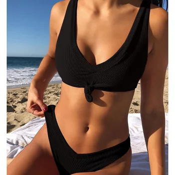 INGAGA Solid Push Up Bikini 2021 g-streng High Cut Badetøj Kvinder Top Wrap Badedragt Kvindelige Sexet Knyttede Biquini Nye badedragt