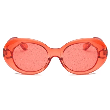 Peekaboo røde ovale solbriller kvinder farverige slik farve gul pink lilla gennemsigtige solbriller kvindelige sommeren 2018