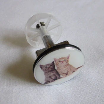 Badeværelse vask prop 40mm små europa standard størrelse søde kat badekar plug messing krom gummiskive håndvask håndvask prop