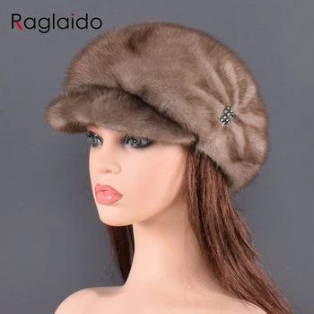 Mode mink pels hætte til Kvinder Ægte, naturlig Helhed pels hat Top tilbehør Varmt I den russiske Vinter pels Hatte til dame