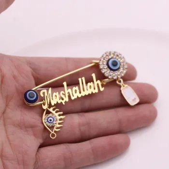 Mode Islam Muslimske Mashallah Tyrkisk Onde Øje I Rustfrit Stål Broche Baby-Arkføderen Pin-Smykker