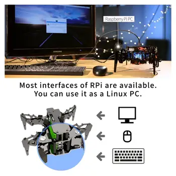 Adeept DarkPaw Bionic Firbenede Spider Robot Kit til Raspberry Pi 4/3 Model B+/B/2B, SKYLDES at Gennemgå Robot, OpenCV Tracking,