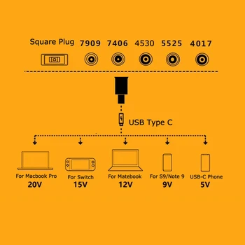 65W USB Type C Konverter USB-C Mandlige Stik Universal Dc Power Adapter-Stik til Macbook Lenovo, Asus, Hp Laptops 11283