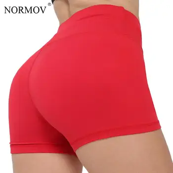 NORMOV Shorts Kvinder Sort Høj Talje Push Up Træning Shorts Kvinder Casual Solid Farve Sommeren Fitness Shorts