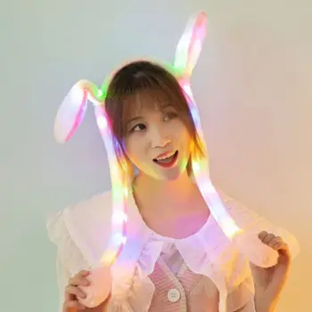 Søde piger-LED lyser Kanin Hårbøjle med Airbag Bevægelige Ører Børn Bunny Lange Bløde Toy Hår Bøjle Part Foto Rekvisitter