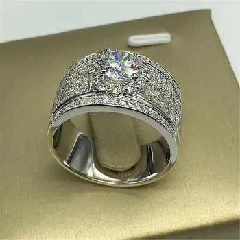 Luksus Mandlige Kvindelige Store Engagement Ring Fashion Sølv Farve Krystal Zircon Sten Ring, Mænd, Kvinder ' s Vintage vielsesringe 11309