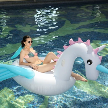 240CM Sommer swimming Pool Oppustelige float Unicorn Pony Oppustelige Redningsflåde for voksne Vand Fest, legetøj Unicornio svømning float