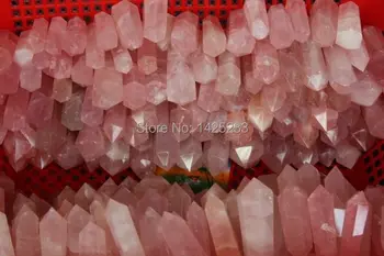 1 kg (17-25pcs) naturlige rosa kvarts krystal punkt wand (7-9)cm